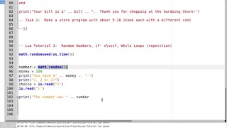 Lua Tutorial 3 Random Numbers If-Else While Loops