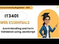 Web Essentials JavaScript Event Handling and Form Validation IT3401 Tamil