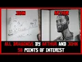 COMPARISON of ALL DRAWINGS by ARTHUR and JOHN 50 POINTS OF INTEREST