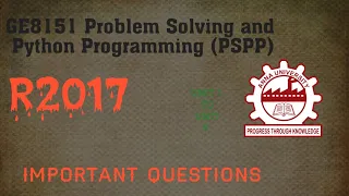 GE8151 Problem Solving and Python Programming PSPP