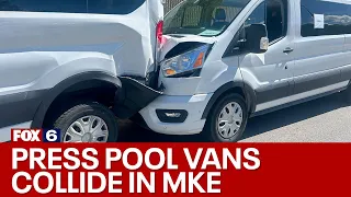 Walz motorcade; press van crash in Milwaukee County | FOX6 News Milwaukee