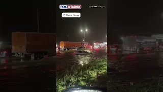 Dramatic Moment Shows Car Floating Down a Road in Waco Texas