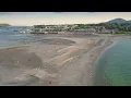 Drone aerial of Bar Harbor s Natural Land Bridge at low tide