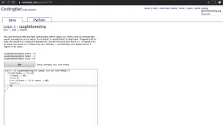 Logic-1 caughtSpeeding Java Tutorial Codingbat com
