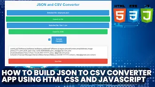 JavaScript HTML CSS Convert JSON to CSV Convert CSV to JSON Read JSON file Save data to Files