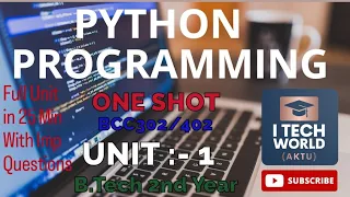 Python Programming Unit -1 One Shot AKTU B Tech 2nd Year All Branch with Imp Qstn