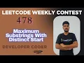 Maximum Substrings With Distinct Start Weekly Contest 478 Java Developer Coder