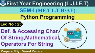 Lec-25 - String and mathematical operator for string Python Programming First Year Engineering