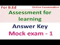 Answer key for Mock Exam-1 Assessment for learning B Ed Online exam preparation HTET CTET