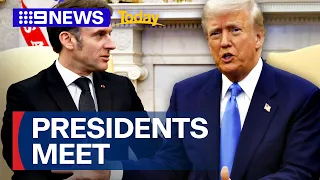 French President arrives in US for talks with President Donald Trump | 9 News Australia