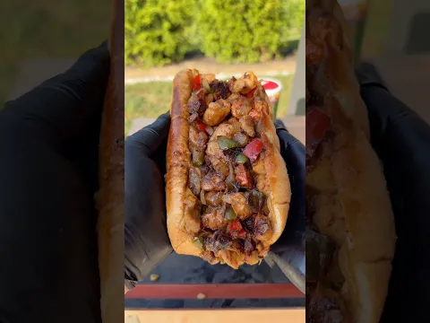 Chicken Cheesesteaks on the griddle