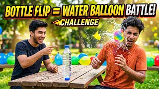 ​1 Bottle Flip = 1 Water Balloon Hit! 😱💥 (Extreme POV Challenge)