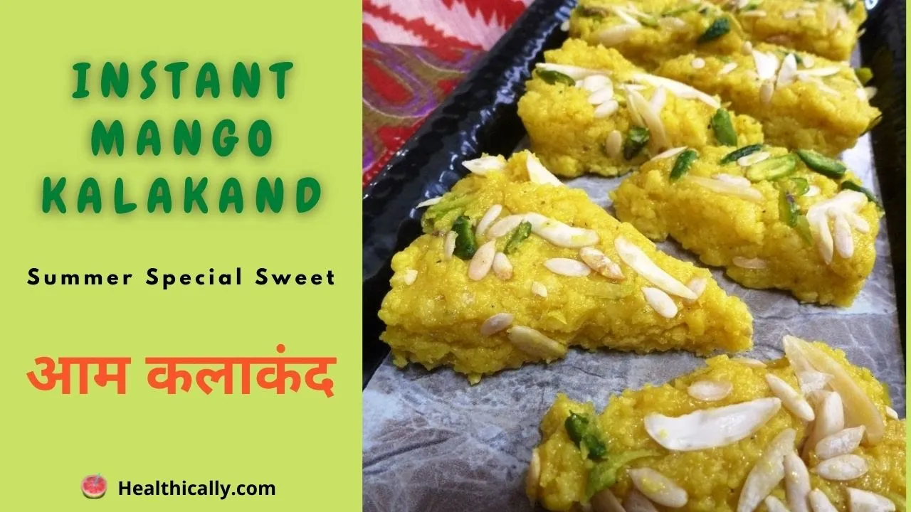   instant mango kalakand recipe   No mawa, no condensed milk, no ghee   Easy mango sweet