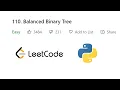 Balanced Binary Tree Leetcode Python Love Babbar DSA Cracker Sheet