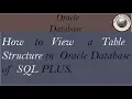 How to view table structure in oracle database