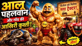 आलू vs भैंस 🐃💪 ट्रैक्टर के लिए हुई सबसे खतरनाक कुश्ती! क्या आलू जीत पाएगा? 😱