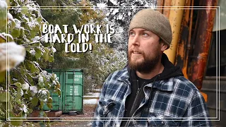 It’s Snowing but there’s NO HEAT in the shop! | Winterizing our Boat Shed | Boat Rebuild | Ch 5 E 42