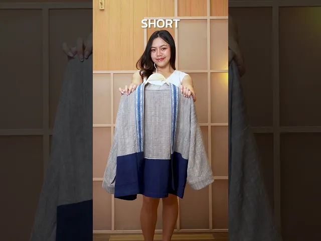 KHID เสื้อคลุมกิโมโนผ้าครามลายยกขิด ยาว