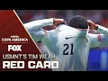 United States Tim Weah receives a red card in the 18th minute after VAR Review 2024 Copa America