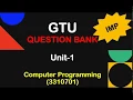 GTU Diploma Computer Programming 3310701 Unit-1 Flowchart and Algorithm IMP QUESTION BANK