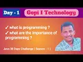 Day-1 What Is Programming Importance of Programming in Java Core Java Java Full Stack Course
