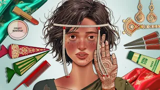 INDIAN Bridal Makeover ASMR // Poor Village Girl to A Stunning Traditional Bride