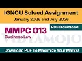 IGNOU MMPC 013 Solved Assignment 2026 PDF Download