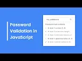 Password Validation Check in HTML CSS JavaScript Password Strength Check in JavaScript