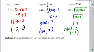 Lesson 2 Function Notation Notes