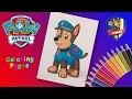 Chase Coloring Page Paw patrol Coloring book How to draw Paw Patrol Pups