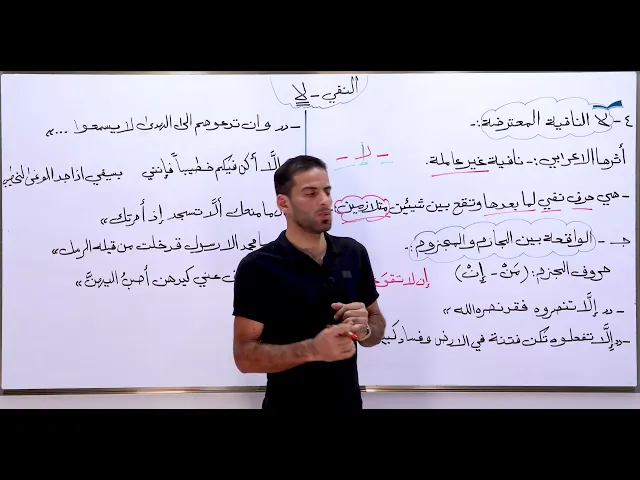 ⁣مادة اللغة العربية للصف السادس الاعدادي : النفي : لا النافية غير عاملة