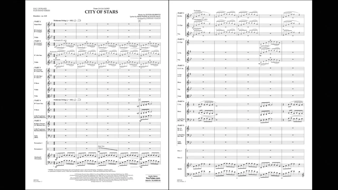 City of Stars (from La La Land) arranged by Johnnie Vinson City of Stars (from La La Land) arranged by Johnnie Vinson