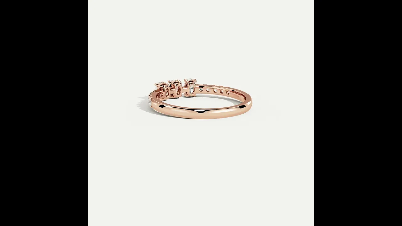 Floating Oval Lab-Grown Diamond Three-Stone Pavé Ring