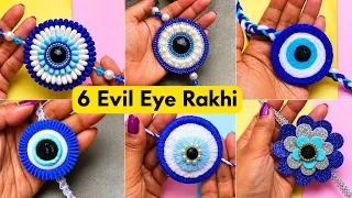 6 DIY Evil Eye Rakhi Making Ideas 🧿 | How to make Rakhi at Home| Rakhi Tutorial for Competition