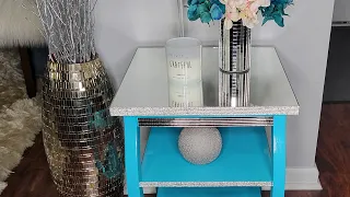 Glam DIY Table using custom mirror from Lowe s