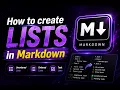 How to add Lists to your Markdown Markdown Course