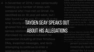 Tayden Seay Speaks Out About His Allegations