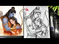 Ram Sita Drawing How To Draw Lord Rama and Sita Diwali special Ram Navami Drawing Step by Step