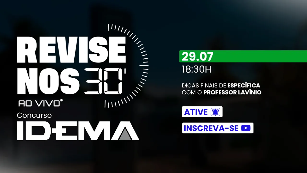 Revise nos 30 - IDEMA - Específica - prof. Lavínio Tinôco