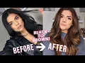 BLACK TO BROWN HAIR COLOR AT HOME DIY BALAYAGE HIGHLIGHTS NO DAMAGE WITH BLEACH
