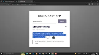 Dictionary App Using HTML CSS and JavaScript with Source Code