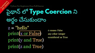 Understanding Type Coercion in Python Telugu Lesson 24 Python For Beginners