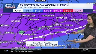 SNOW TOTALS Weekend storm could dump 1-2 inches per hour in Pa