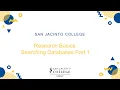 Research Basics Searching Databases Part 1