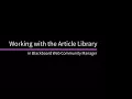 Working with the Article Library in Blackboard Web Community Manager