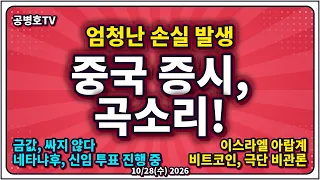 [새벽실방] 중국 증시, 곡소리! / 엄청난 손실 / 금값, 싸지 않다 / 네타야후 신임투표 / 비트코인 극단비관론 / 악을 실천하는 자 10/28수 [공병호TV]