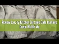 Review Lazzzy Kitchen Curtains Cafe Curtains Green Waffle Weave Tier Curtains for Bathroom 24 Inch L