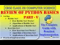 Review of Python Basics Part 5 Sorting Algorithms Practical Implementation CBSE Class 12 CS