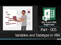 MsExcel VBA Beginners Part 005 VBA Variables and Datatype