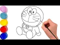 Fun Doraemon Coloring Page Kids Drawing Painting Learn Colors Educational